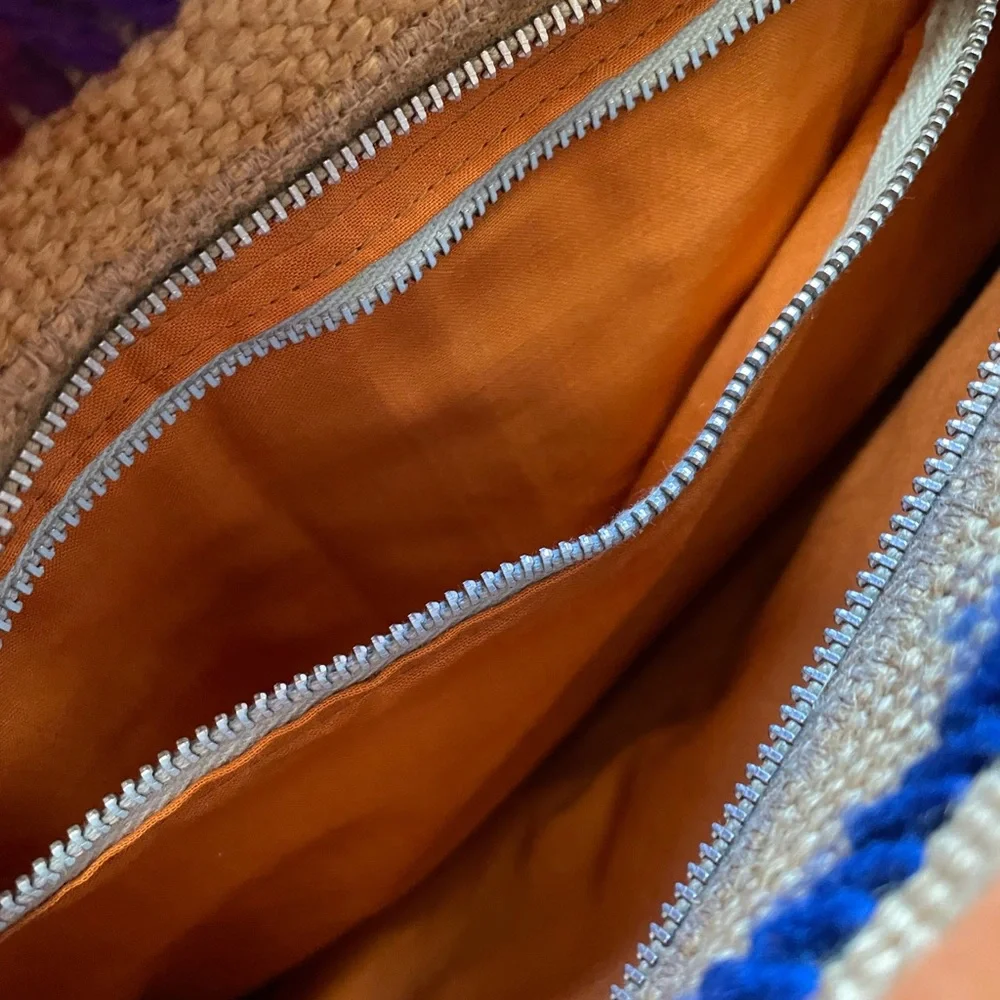 Vintage Colorful Burlap Bag. - Picture 14 of 14